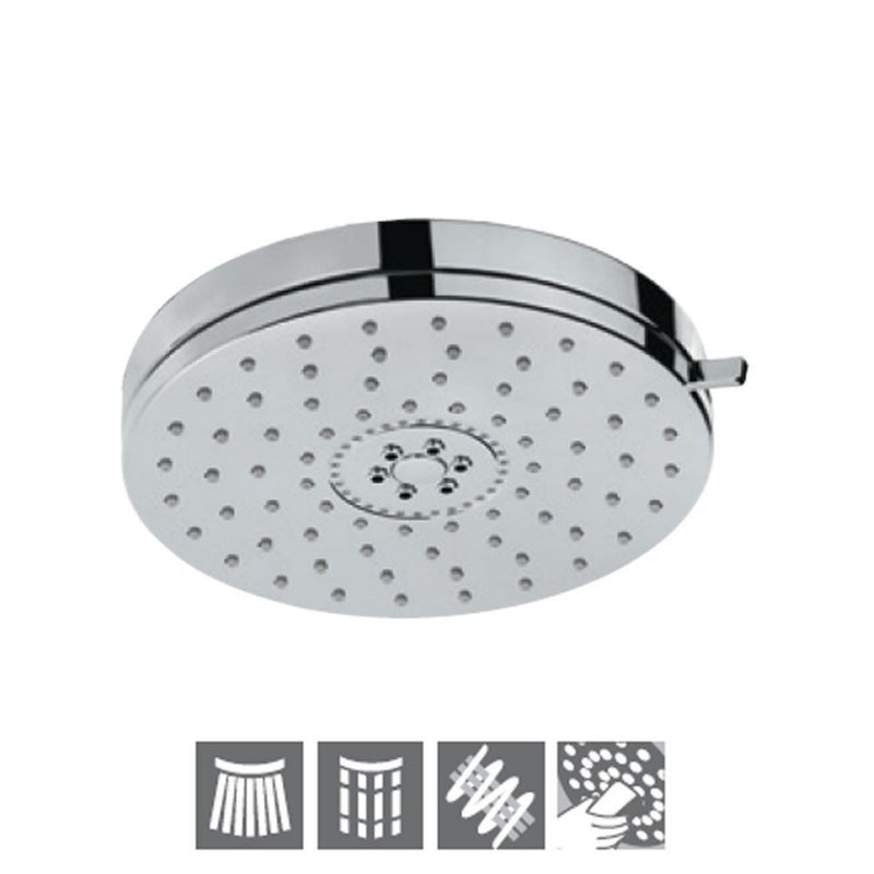 Jaquar OHS-CHR-1769 Overhead Showers Overhead Shower ø140mm Round Shape Multi Flow with Air Effect (ABS Body & Face Plate Chrome Plated) with Rubit Cleaning System