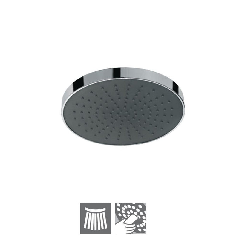 Jaquar OHS-CHR-497N Overhead Showers Overhead Shower ø190mm Round Shape Single Flow (ABS Body Chrome Plated with Gray Face Plate) with Rubit Cleaning System