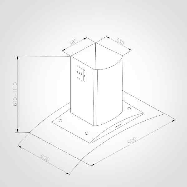 Hindware Celia Plus 90 Cm  Island Chimney Push Button With 3 Step Speed Control